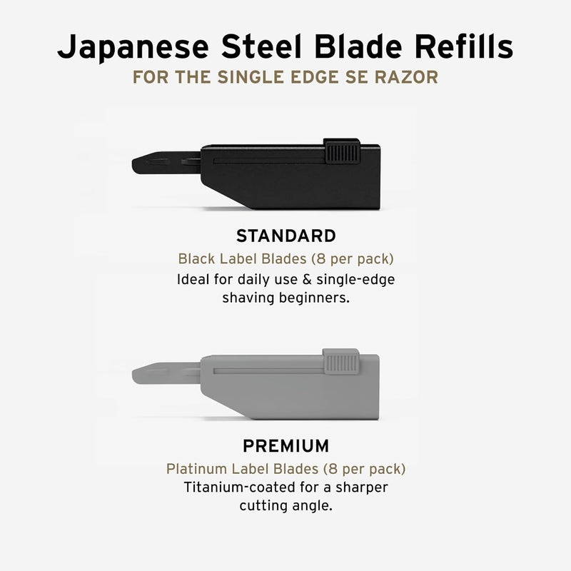 SUPPLY Single Edge SE Blade Refills for Men – Pack of 8 Japanese-Made Black Label Injector Razor Blades – Fits the SE Razor, 10-12 Shaves Each - Image 2